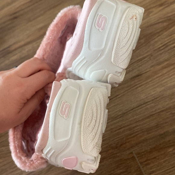 Skechers womens D'lites - Double Date chunky platform fuzzy faux fur pink Sz 11 - Picture 4 of 6